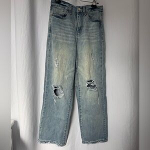 Habitual Light Blue Denim Distressed Highrise Cropped Jeans